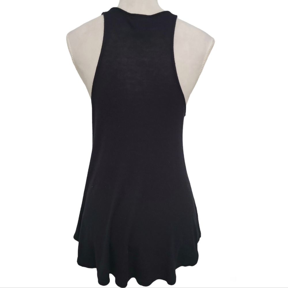 Mossimo Black Ribbed Racerback Flowy Tank Top Size Small - Picture 2 of 4